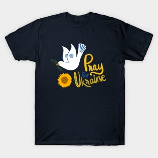 Pray for Ukraine with peace dove and sunflower T-Shirt